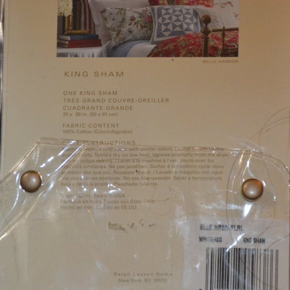 2 NEW in Package RALPH LAUREN Belle Harbor Red Floral KING Pillow Shams Cotton - Picture 3 of 6